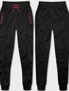 Čierne pánske teplákové nohavice s farebnými zipsami (8K220-3)