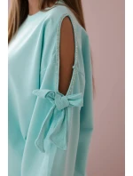 Sada mikiny s mašlí na rukávech a model 19747416 mincovna - K-Fashion Sada mikiny s mašlí na rukávech a model 19747416 mincovna - K-Fashion