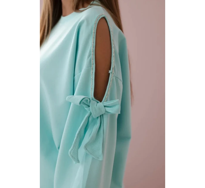 Sada mikiny s mašlí na rukávech a model 19747416 mincovna - K-Fashion Sada mikiny s mašlí na rukávech a model 19747416 mincovna - K-Fashion