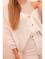 Dámsky sveter s výstrihom do V a gombíkmi béžovej farby