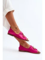 Zazoo 2660 Skórzane Baleriny Damskie Fuksja