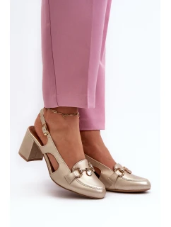 Skórzane Sandały Na Słupku Maciejka 06419-25 Złote