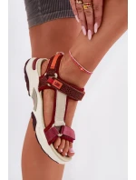 Dámské sandály na suchý zip model 21694713 bordové - D.Franklin