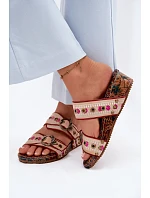 Kožené vzorované dámské sandály na platformě Maciejka K7406-04 Multicolor