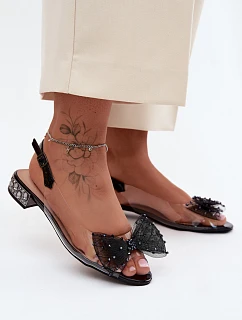 Dámské sandály průhledné s mašlí D&A MR61-9001 Černé