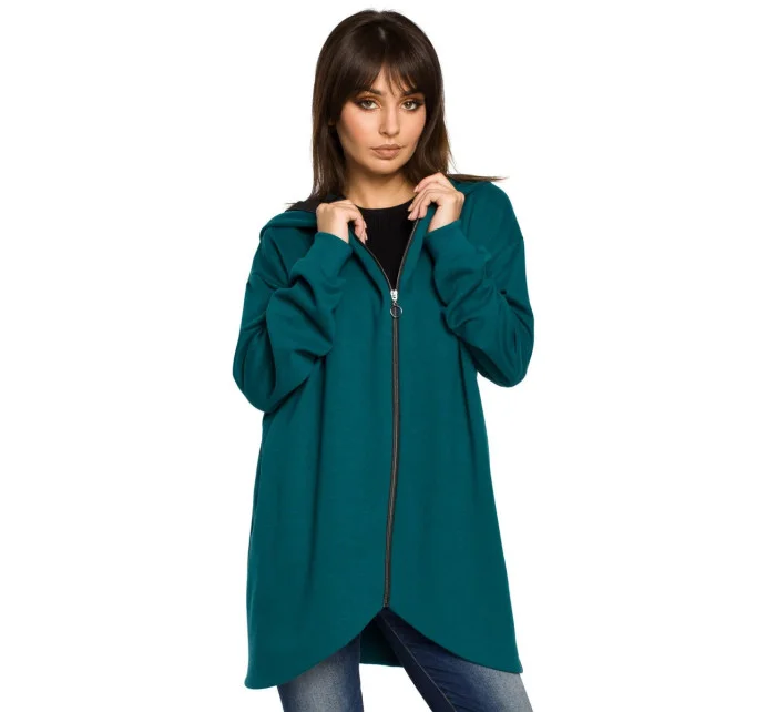 Dámská delší mikina zelená model 18439335 - BeWear Dámská delší mikina zelená model 18439335 - BeWear