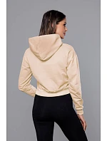 Krátká tepláková mikina v krémové barvě s kapucí model 18378823 - J.STYLE Krátká tepláková mikina v krémové barvě s kapucí model 18378823 - J.STYLE