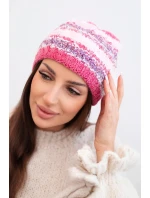 Dámska zimná čiapka s farebným vláknom a elastickou šnúrkou K352 malinová