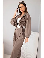 Dámský bavlněný komplet s model 22294716 mikinou a kalhotami fango zelená - K-Fashion Dámský bavlněný komplet s model 22294716 mikinou a kalhotami fango zelená - K-Fashion