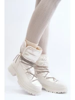 Dámské bílé zimní boty s ozdobným šněrováním model 21645231 - Boto