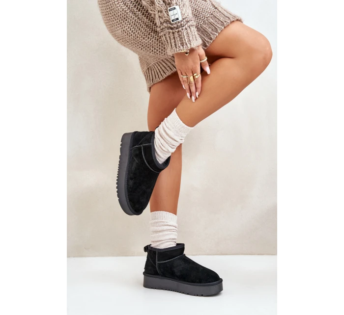 Dámské semišové sněhule na platformě černé model 21670434 - Boto