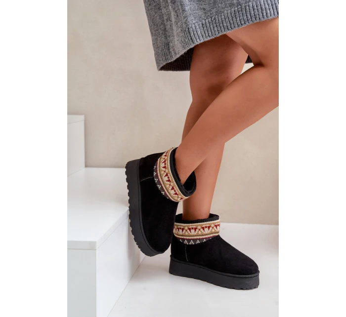 Śniegowce Damskie Ze Wzorem Na Platformie Czarne Avatharia Śniegowce Damskie Ze Wzorem Na Platformie Czarne Avatharia