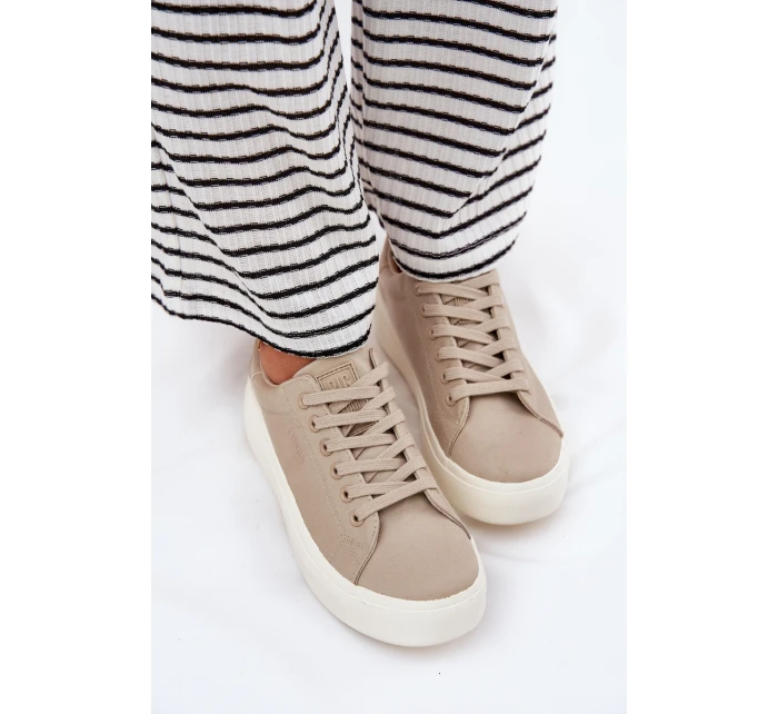 Materiałowe Trampki Damskie Na Platformie Big Star RR274465 Beżowe Materiałowe Trampki Damskie Na Platformie Big Star RR274465 Beżowe