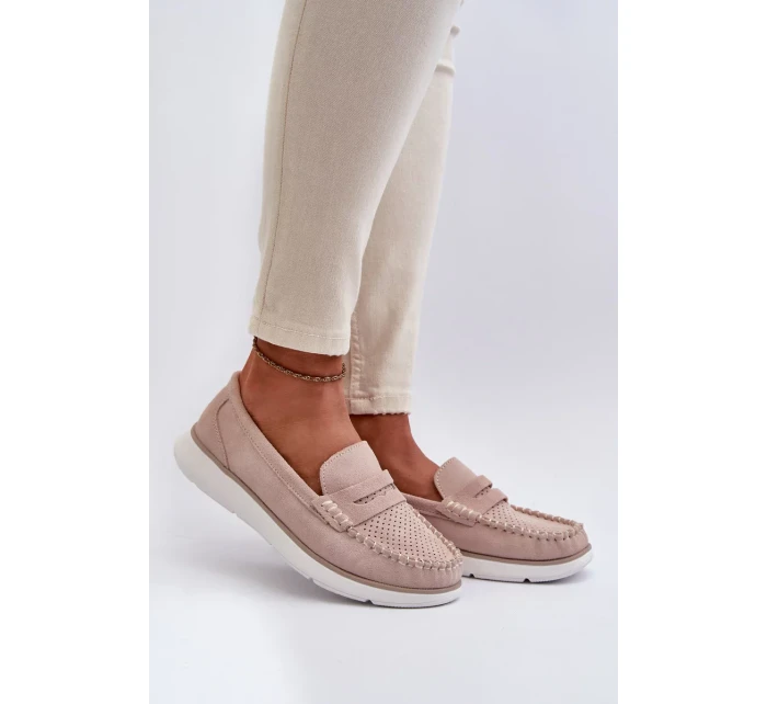 Sergio Leone Béžové semišové mokasíny na platforme Sergio Leone Béžové semišové mokasíny na platforme