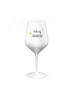 DARČEK - biely nerozbitný pohár na víno 470 ml