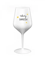 DARČEK - biely nerozbitný pohár na víno 470 ml