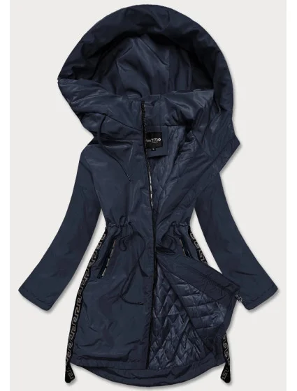 Tmavomodrá ľahká bunda parka s ozdobnými lampasmi (HS-1856)