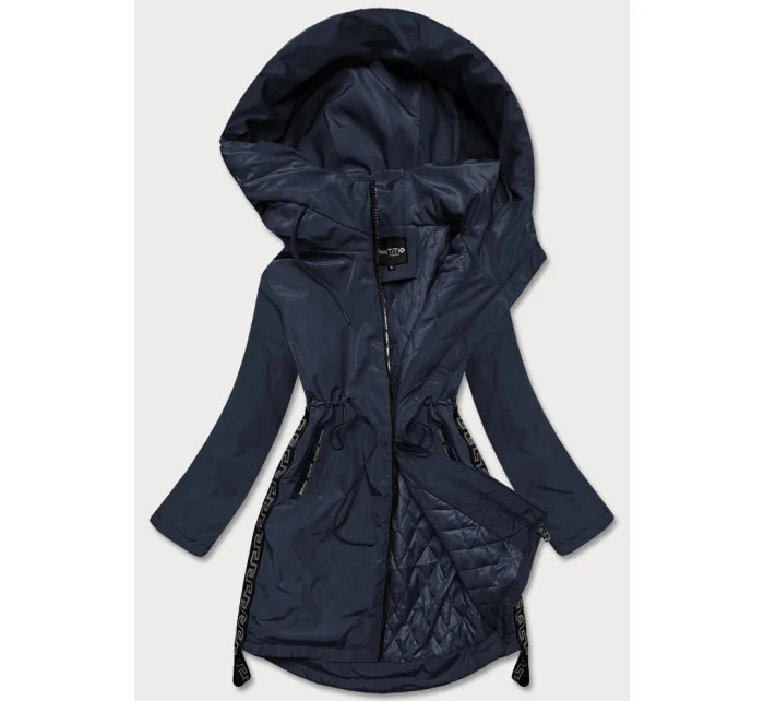 Tmavomodrá ľahká bunda parka s ozdobnými lampasmi (HS-1856)