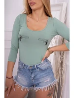 model 18746494 body s potiskem pistole tmavě mátové barvy - K-Fashion