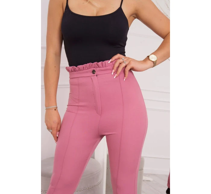 Tmavo ružové skrátené nohavice