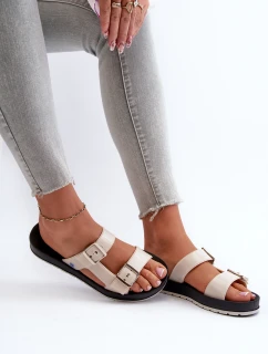 Dámské žabky na ploché podrážce model 21661882 Bežové - Zaxy