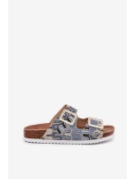 Klapki Damskie Z Klamrami I Brokatem S.Barski RB51-006 Beżowe Klapki Damskie Z Klamrami I Brokatem S.Barski RB51-006 Beżowe