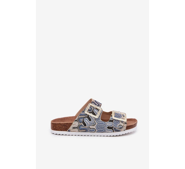 Klapki Damskie Z Klamrami I Brokatem S.Barski RB51-006 Beżowe Klapki Damskie Z Klamrami I Brokatem S.Barski RB51-006 Beżowe