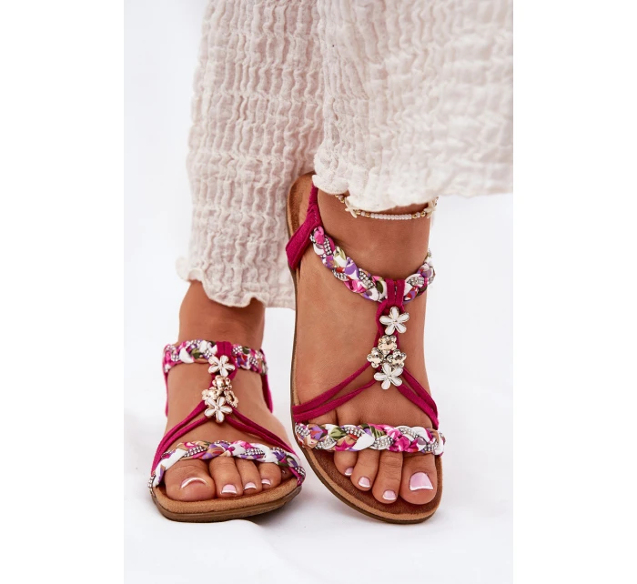 Sandały Damskie Płaskie Z Plecionymi Paskami I Przypinkami Artiker 56C1314 Fuksja Sandały Damskie Płaskie Z Plecionymi Paskami I Przypinkami Artiker 56C1314 Fuksja