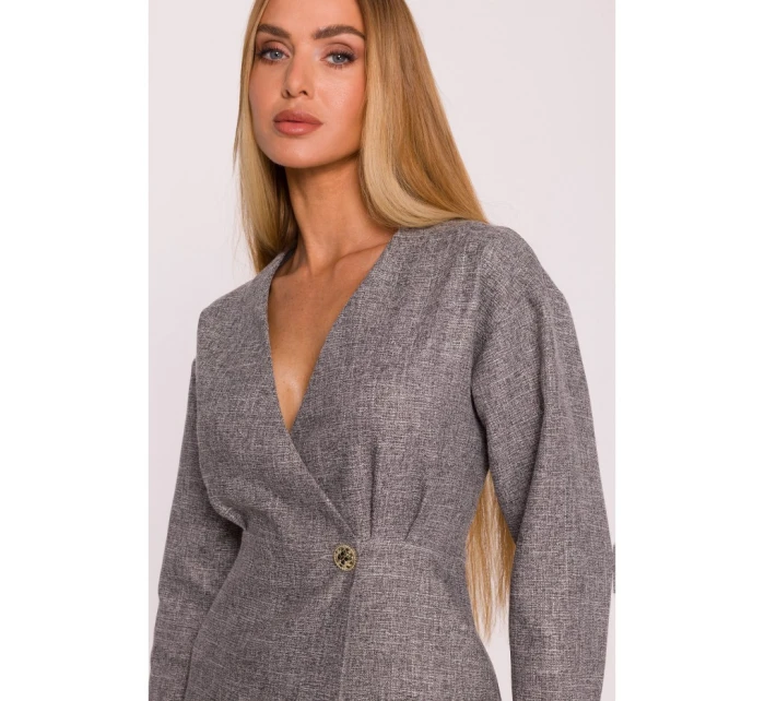 M871 Zavinovacie šaty z tvídu - grafitové