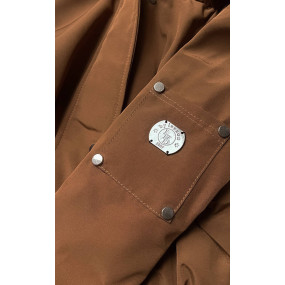 Dámska bunda parka v karamelovej farbe s kožušinovou podšívkou (M-21506)