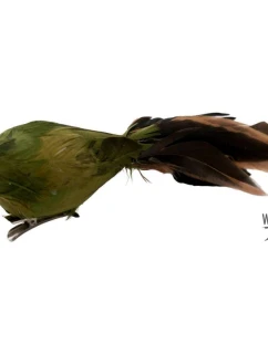 DEKORATÍVNY VTÁČIK NA KLIPE OZDOBA ZELENÁ