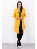 Voľná bunda s kapucňou v horčicovej farbe