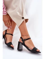 Sandały Damskie Na Słupku Z Cyrkoniami I Plecionką Vinceza 62228 Czarne