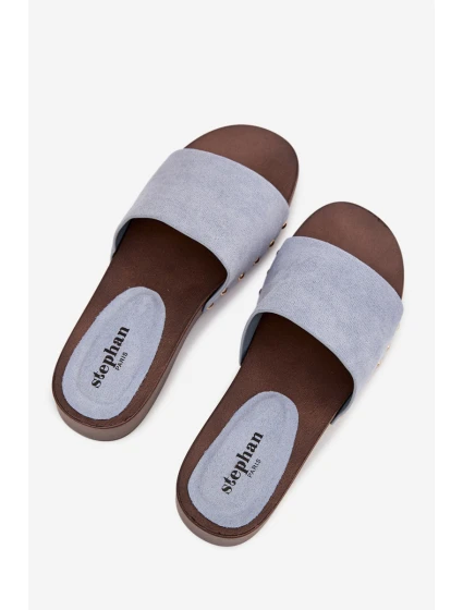 Dámské pantofle se zlatými sponami modré model 21918761 - Boto