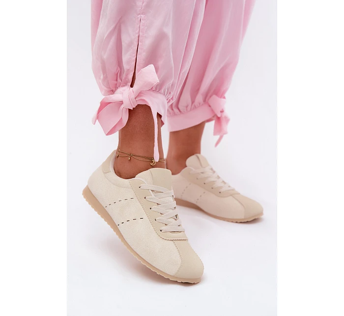 Dámské tenisky z eko semiše nízké světle béžové Melvelin