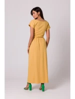 B264 Maxi šaty s elastickým pásom - medové B264 Maxi šaty s elastickým pásom - medové