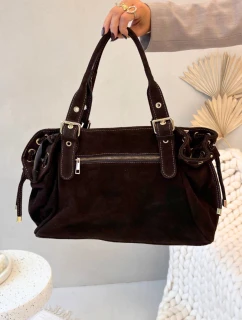 Dámska kabelka z prírodného semišu Danira - čokoládová