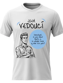 Pánské bavlněné tričko s potiskem - JSEM VEDOUCÍ - bílé