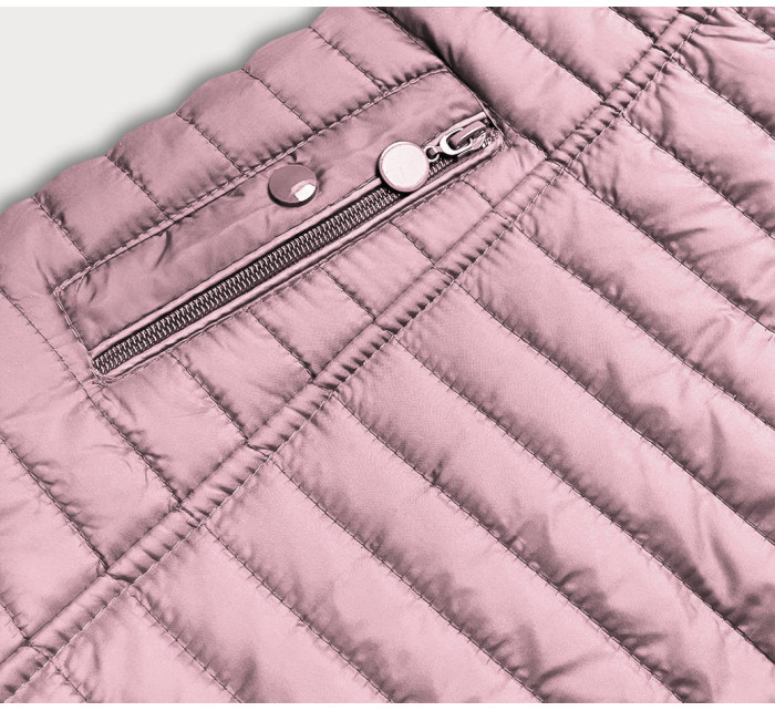 Růžová dámská bunda s puntíkovanou podšívkou (SF8981)