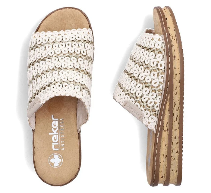 Dámské žabky na podpatku béžové model 22097126 - Rieker Dámské žabky na podpatku béžové model 22097126 - Rieker
