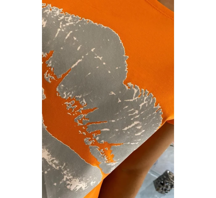 Blúzka s potlačou pier oranžová