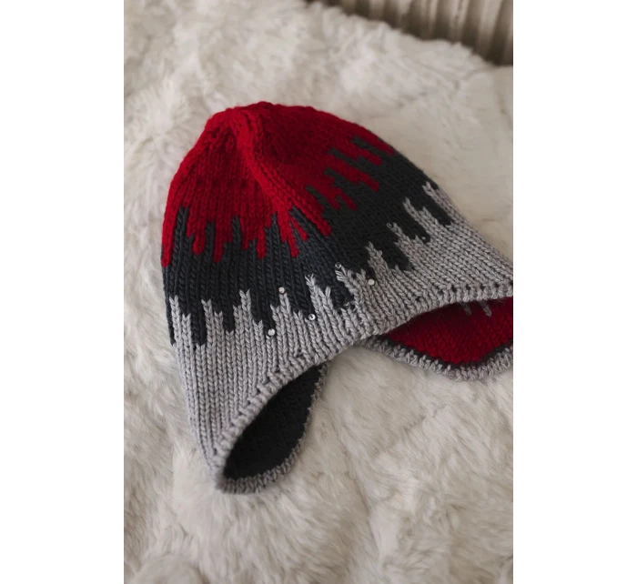 Dámska čiapka Nikol K405 červená+grafitová+tmavo šedá Dámska čiapka Nikol K405 červená+grafitová+tmavo šedá