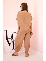 Súprava viskózová blúzka + ťavie nohavice