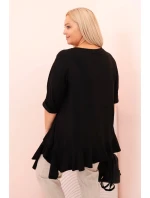 Dámská blůza Plus Size s model 21259110 kapsou a ohrnutým rukávem kiwi - K-Fashion Dámská blůza Plus Size s model 21259110 kapsou a ohrnutým rukávem kiwi - K-Fashion