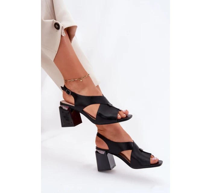 Elegantní Dámské Sandály Na Podpatku model 21695144 Černé - VINCEZA