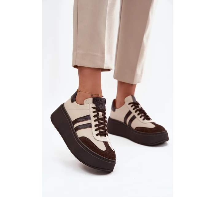 Kožené dámské tenisky na platformě model 21713104 - Zazoo