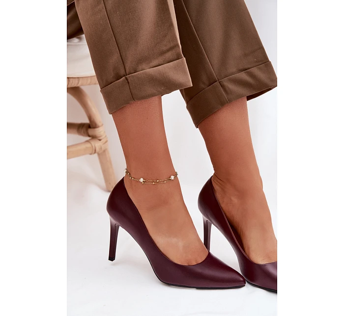 Eko Kožené Podpatky model 22069586 Bordó - SERGIO LEONE Eko Kožené Podpatky model 22069586 Bordó - SERGIO LEONE