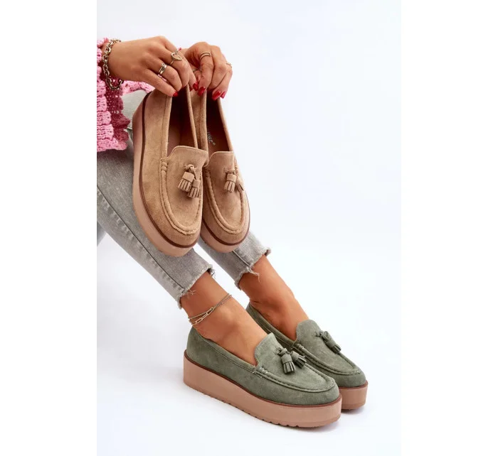 Mokasíny T599P model 195259 khaki - Seastar