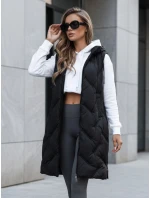 Dámská dlouhá prošívaná vesta s kapucí černá Dstreet model 21991318 - FashionStreet Dámská dlouhá prošívaná vesta s kapucí černá Dstreet model 21991318 - FashionStreet