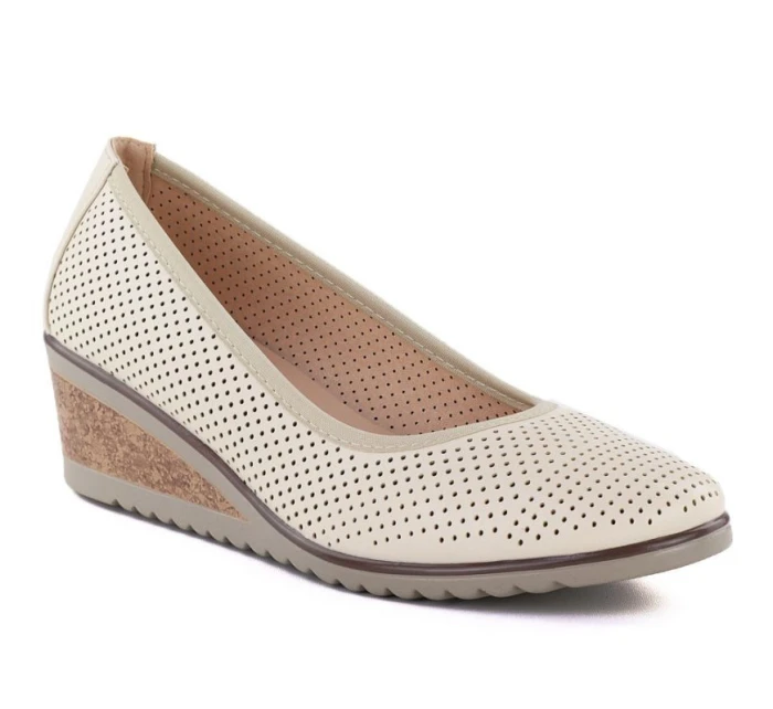 Dámské otevřené lodičky na platformě béžové barvy model 22015114 - VINCEZA